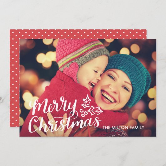 手書きのフルフォトクリスマスカード シーズンカード (正面/裏面)