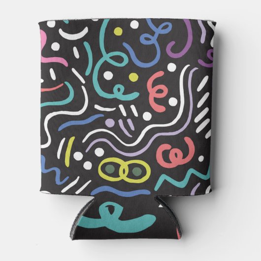 手書きのブラシパターン、ジグザグ線。 缶クーラー (正面)