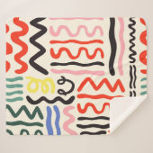 手書きのブラシパターン、ジグザグ、線、曲線 シェルパブランケット (正面(横))