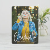 手書きのヘッドラインの卒業招待状 招待状 (スタンド正面)