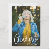 手書きのヘッドラインの卒業招待状 招待状 (正面)