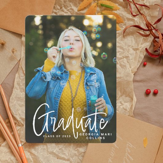 手書きのヘッドラインの卒業招待状 招待状