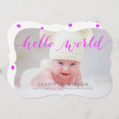 手書きのベビーの誕生の発表の写真カード 案内状 (正面/裏面)