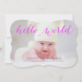 手書きのベビーの誕生の発表の写真カード 案内状 (正面)