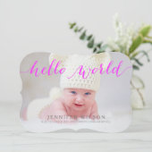 手書きのベビーの誕生の発表の写真カード 案内状 (スタンド正面)