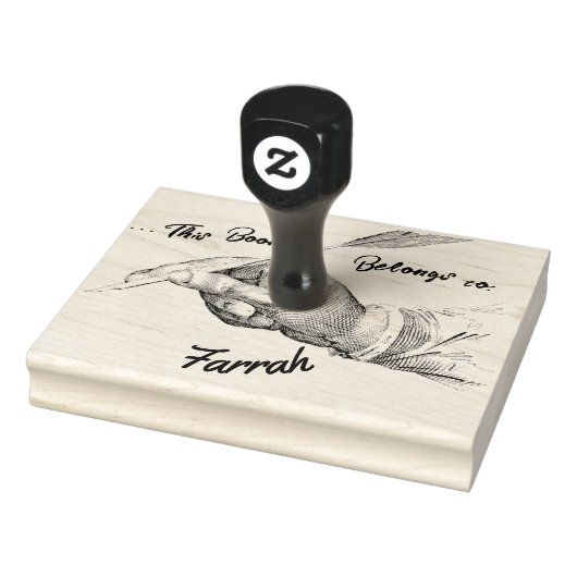 手書きのペン先で名前を記す | 本の所有者を示すインクスタンプ ラバースタンプ (スタンプ)