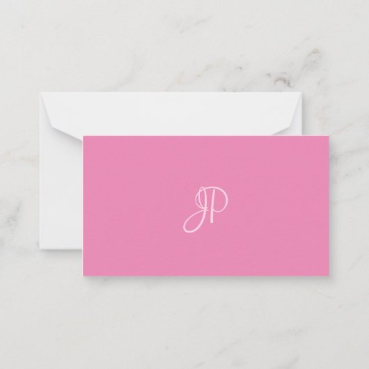 手書きのホモノグラムのットピンク白テンプレート ノートカード (裏面)