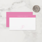 手書きのホモノグラムのットピンク白テンプレート ノートカード (正面/裏面インサイチュ)