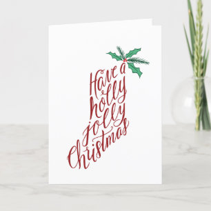 手書きのホーリージョリークリスマス ストッキング シーズンカード