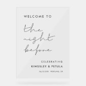 手書きのミニマリストが前夜へようこそ アクリルサイン (正面)