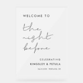 手書きのミニマリストが前夜へようこそ アクリルサイン (正面)