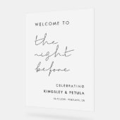 手書きのミニマリストが前夜へようこそ アクリルサイン (傾斜)