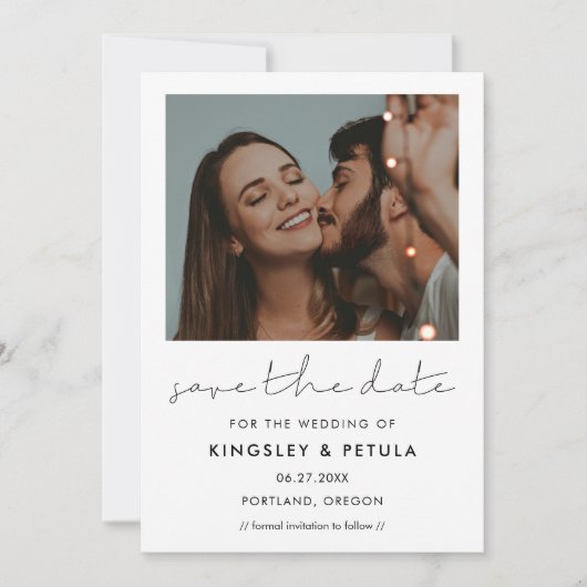 手書きのミニマリスト日付写真を保存 セーブザデート (正面)