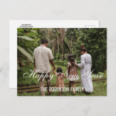 手書きのミニマリストHappy New Year写真 シーズンポストカード (正面/裏面)