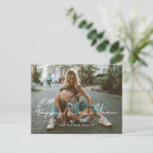 手書きのミニマリストHappy New Year写真 ポストカード (スタンド正面)