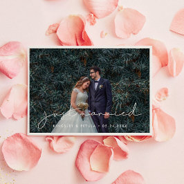 手書きのミニマルたった今結婚しました写真 案内状