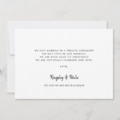 手書きのミニマルたった今結婚しました写真 案内状 (裏面)
