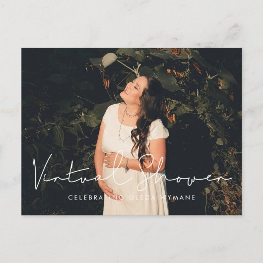 手書きのミニマルなバーチャルベビーシャワー写真 ポストカード (正面)