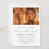 手書きのミニマルな結婚式の写真 招待状 (正面)