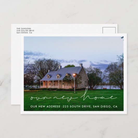 手書きのミニマル写真移動の発表 ポストカード (正面/裏面)