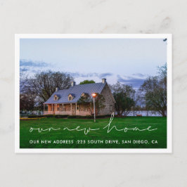 手書きのミニマル写真移動の発表 ポストカード