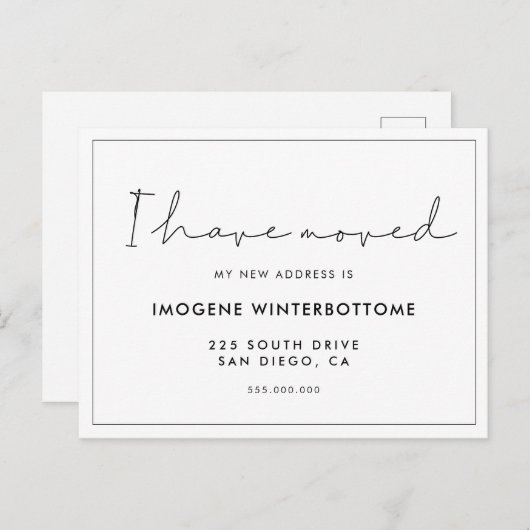 手書きのミニマル発表を移動した 案内ポストカード (正面/裏面)