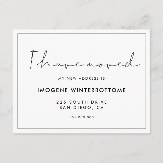 手書きのミニマル発表を移動した 案内ポストカード (正面)