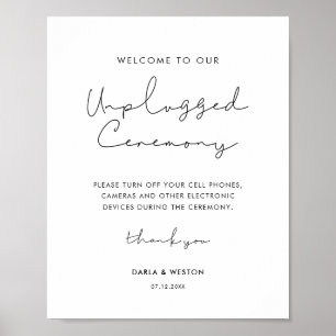 手書きのミニマル結婚リストUnpluggedの式 ポスター