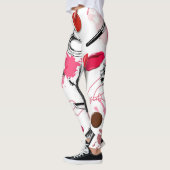 手書きのメイク、ヴィンテージグラフィックパターン。 レギンス (左)