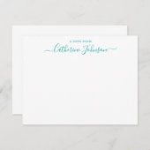 手書きのメモをティール(緑がかった色)Aqua Green ノートカード (正面/裏面)