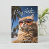 手書きのメリークリスマスが大きく入ったフォト シーズンカード (スタンド正面)