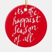 手書きのメリークリスマスの原稿の休日 セラミックオーナメント (正面)