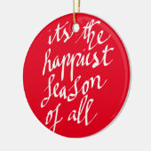 手書きのメリークリスマスの原稿の休日 セラミックオーナメント (左)