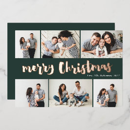 手書きのメリークリスマス 6 フォト ローズゴールド 箔シーズンカード