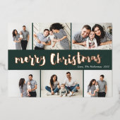 手書きのメリークリスマス 6 フォト ローズゴールド 箔シーズンカード (正面)