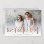 手書きのモダンたった今結婚しました写真の告知 招待状 (正面/裏面)