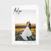 手書きのモダンな白い感謝カード サンキューカード (正面)