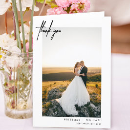 手書きのモダンな白い感謝カード サンキューカード