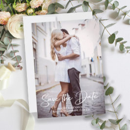 手書きのモダンな結婚式のプロポーズ写真 セーブザデート