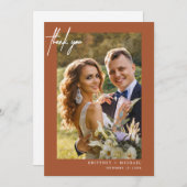 手書きのモダンシンプル写真テラコッタ サンキューカード (正面/裏面)