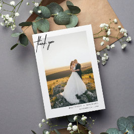 手書きのモダンシンプル写真 サンキューカード