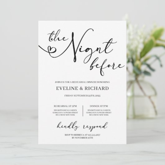 手書きのモダンレタリングリハーサル 招待状 (スタンド正面)