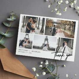 手書きのモダン写真コラージュ サンキューカード