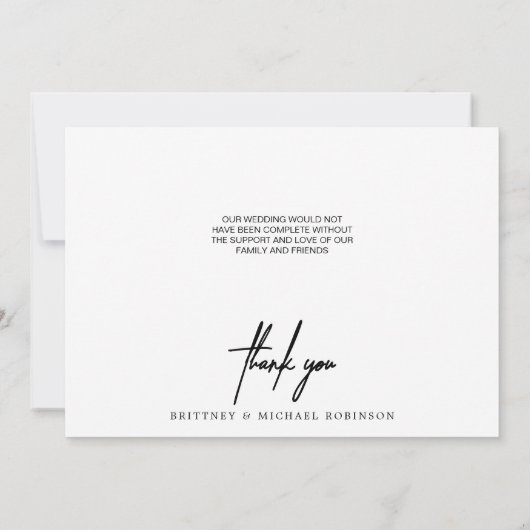 手書きのモダン写真コラージュ サンキューカード (裏面)