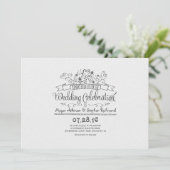 手書きのモダン花カジュアルの結婚式 招待状 (スタンド正面)