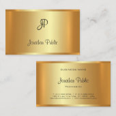 手書きのモノグラムの魅力的な金ゴールドモダン表情 名刺 (正面/裏面)