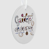 手書きのラテンゴーデートレジョイスクリスマス オーナメント (正面)