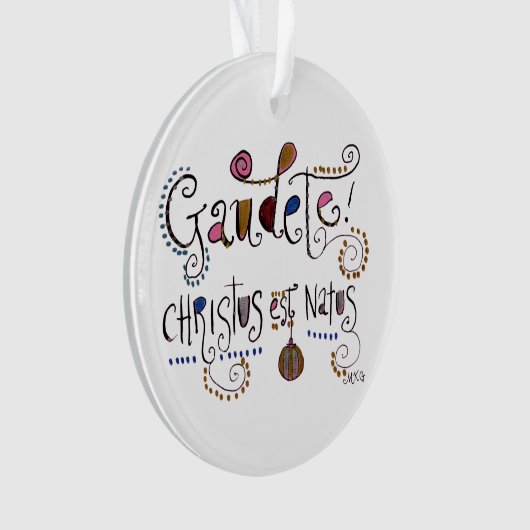 手書きのラテンゴーデートレジョイスクリスマス オーナメント (正面)