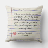 手書きのラブレターまたはメッセージのカスタム クッション (正面)