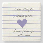 手書きのラブレターまたはメッセージのカスタム ストーンコースター (正面)